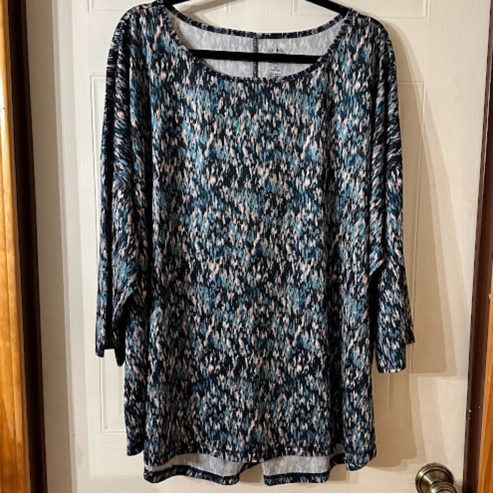 {Plus Size} Women's St. John's Bay Quick-Dri Shirt~ Size 4X~ Blue/Pink/Nude(B27)